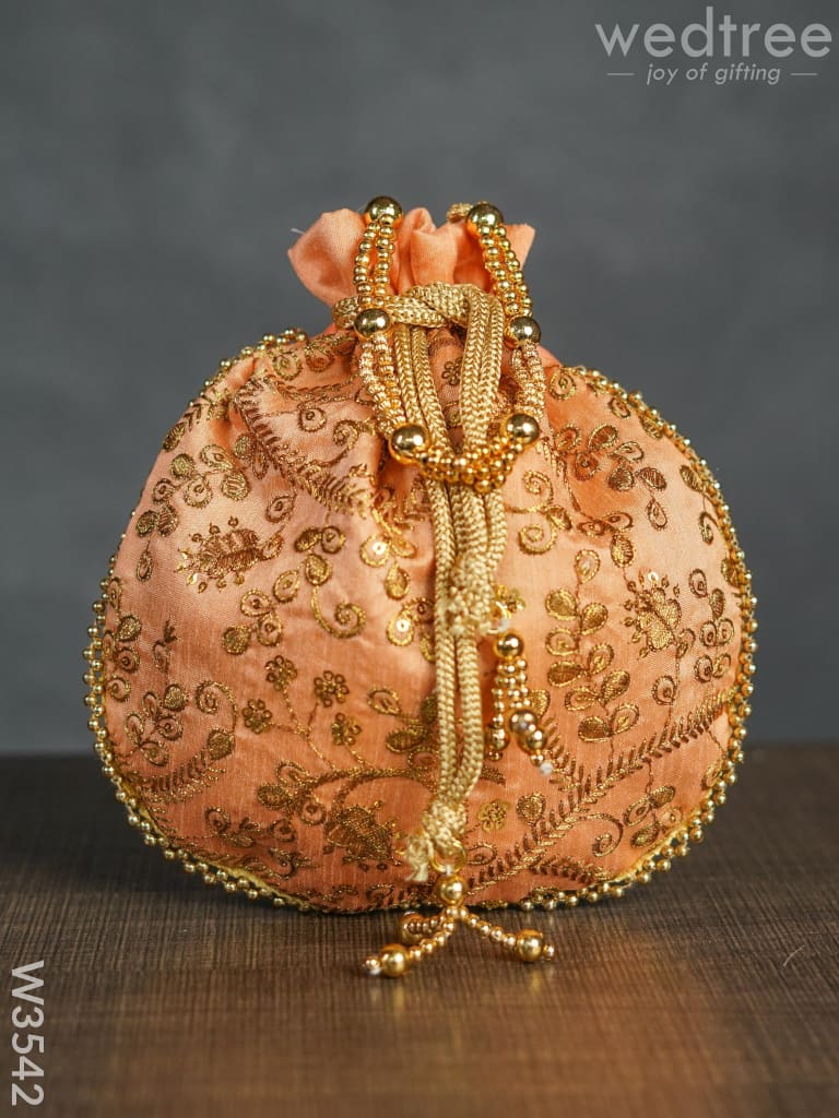 Raw Silk Potli Bag - W3542 Bags