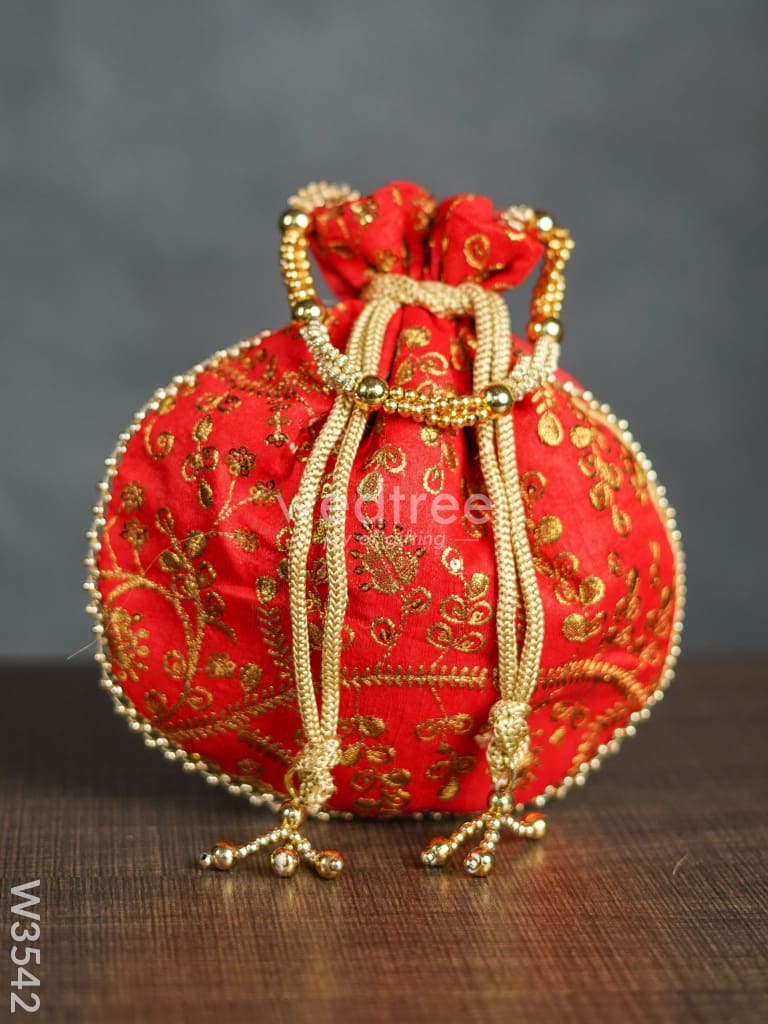 Raw Silk Potli Bag - W3542 Bags