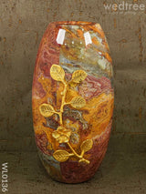 Red Marble Flower Vase With Floral Design - Wl0136 Vases