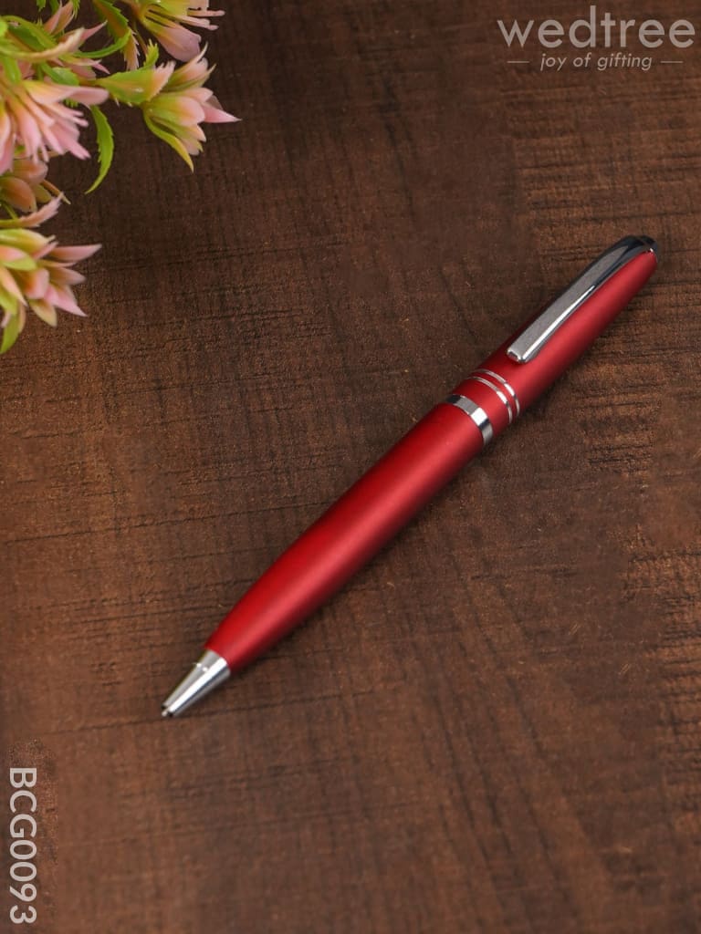 Red Matte With Silver Finish - Ball Point Pen Bcg0093 Office Utility