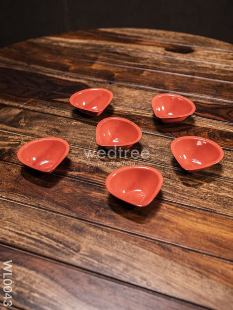 Red Metal Diya (Set Of 6) - Wl0043 Decor Utility