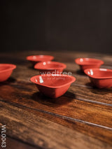 Red Metal Diya (Set Of 6) - Wl0043 Decor Utility