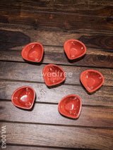 Red Metal Diya (Set Of 6) - Wl0043 Decor Utility