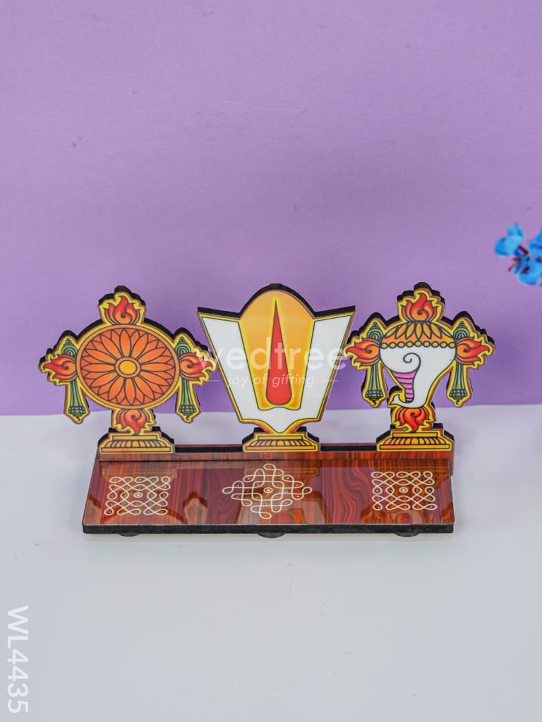 Shank-Chakra-Naama Wall Hanging With Stand - Wl4435 Wooden Utility