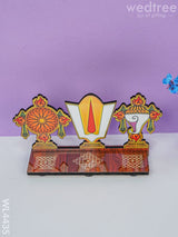 Shank-Chakra-Naama Wall Hanging With Stand - Wl4435 Wooden Utility