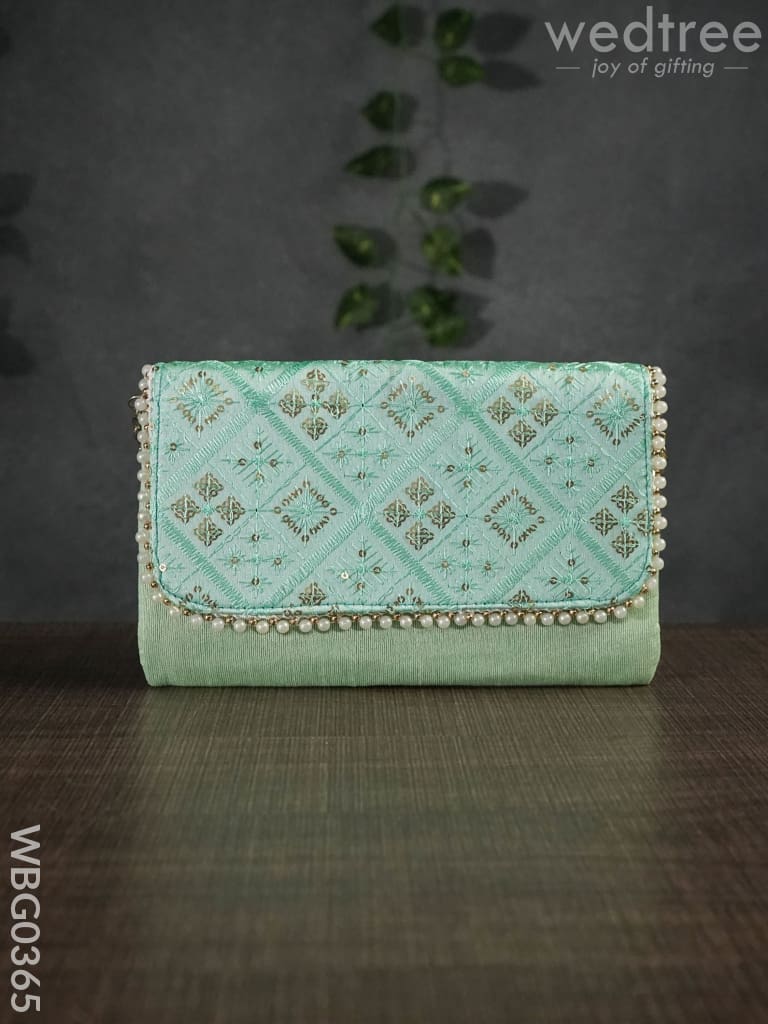 Silky Shimmer Purse With White Pearl Lace - Wbg0365 Clutches & Purses