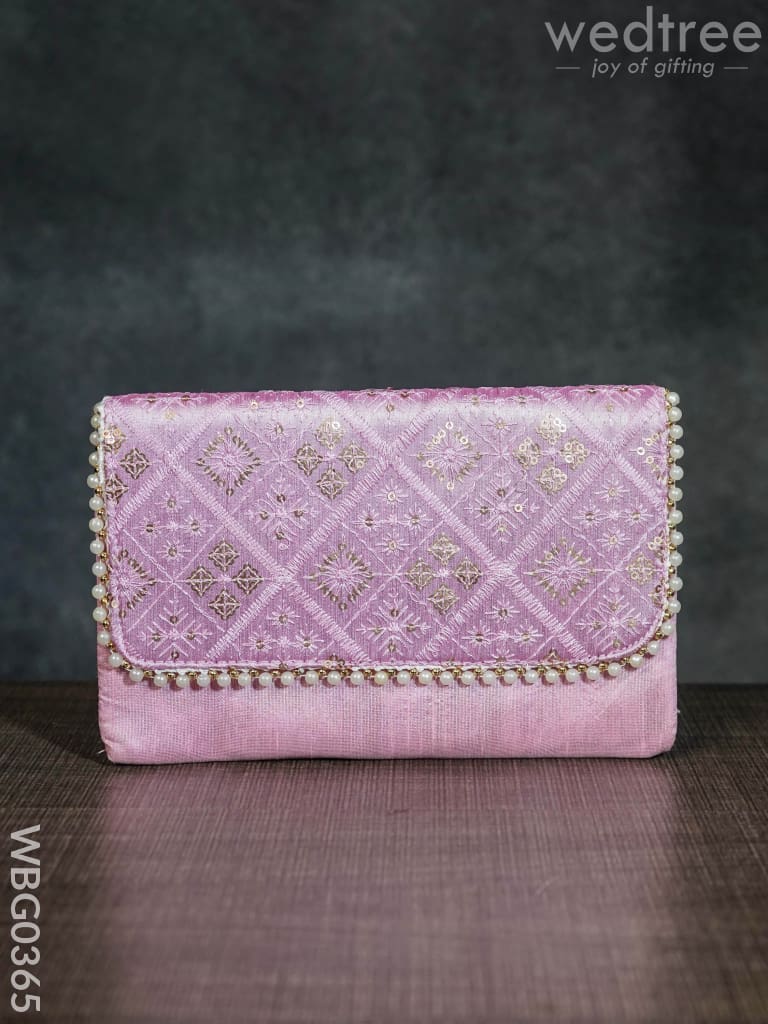 Silky Shimmer Purse With White Pearl Lace - Wbg0365 Clutches & Purses