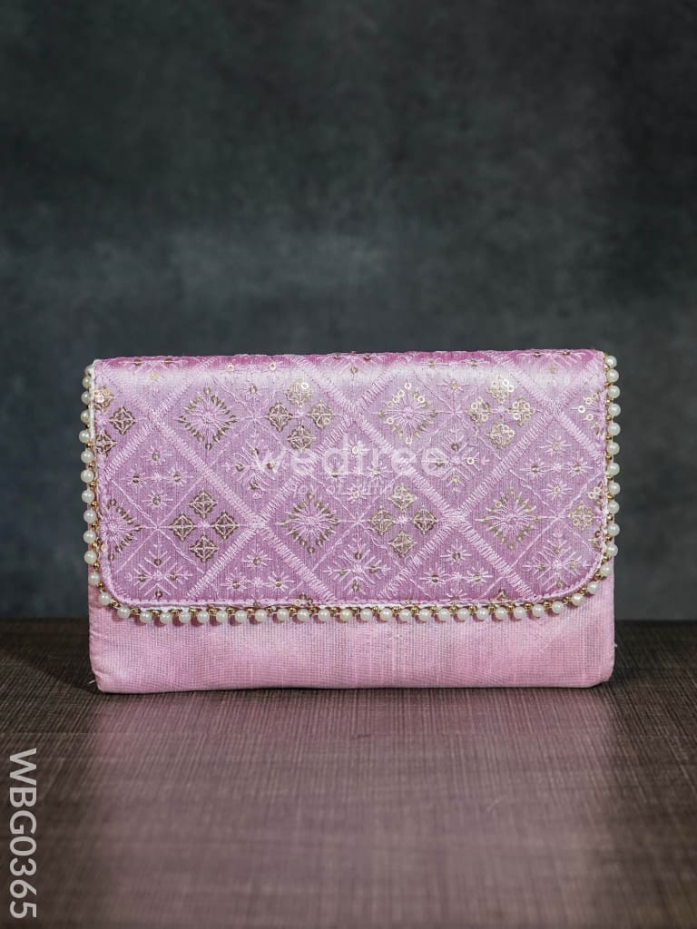 Silky Shimmer Purse With White Pearl Lace - Wbg0365 Clutches & Purses