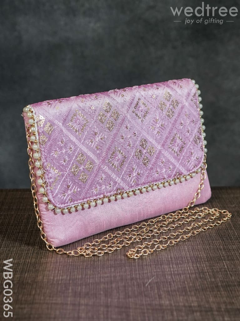 Silky Shimmer Purse With White Pearl Lace - Wbg0365 Clutches & Purses