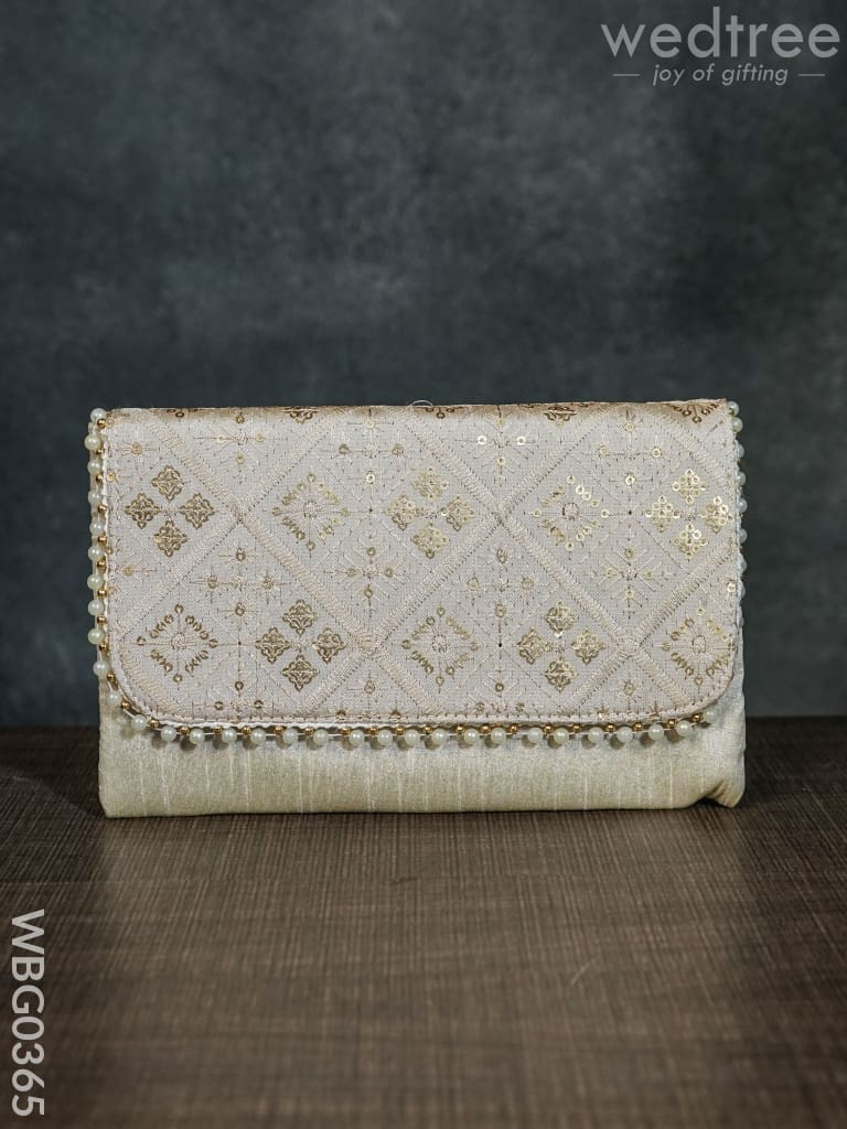 Silky Shimmer Purse With White Pearl Lace - Wbg0365 Clutches & Purses