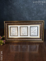 Silver Ganesh Lakshmi Saraswathi Frame - Wl2303 German Photo