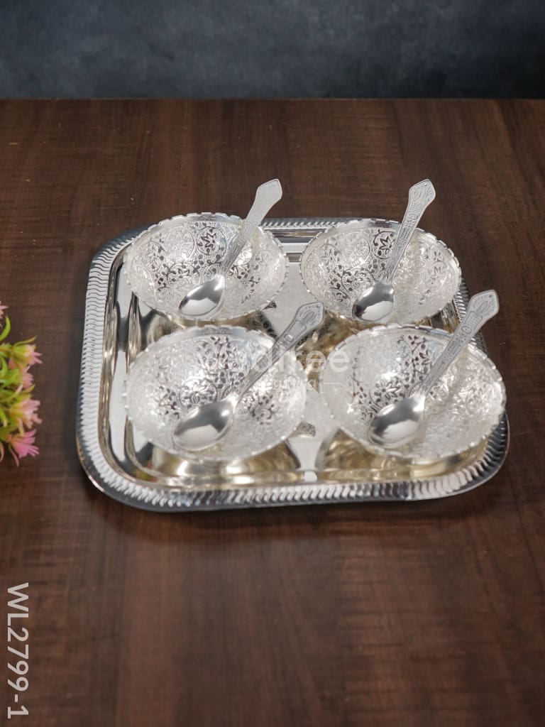 Silver & Gold Plated Bowl (Set Of 4) With Plate - Wl2799 Dining Essentials