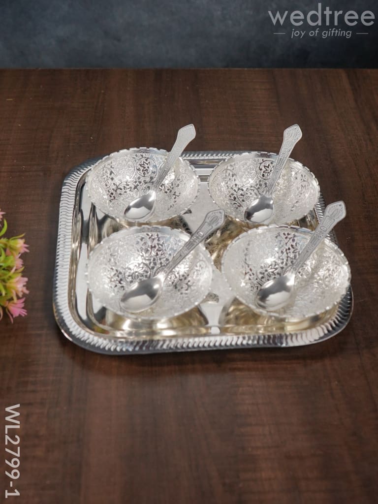 Silver & Gold Plated Bowl (Set Of 4) With Plate - Wl2799 Dining Essentials