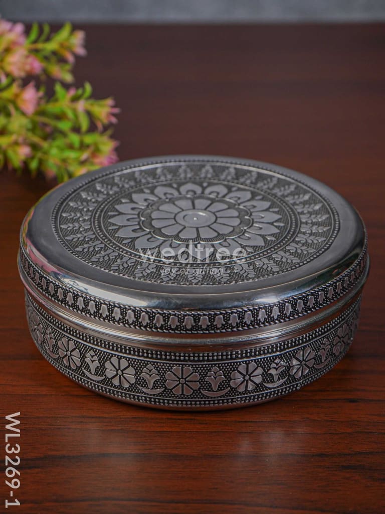 Oxidised Poori Box - Wl3269 6.5 Inch Meenakari Containers