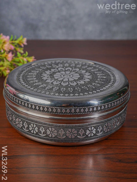 Oxidised Poori Box - Wl3269 8 Inch Meenakari Containers