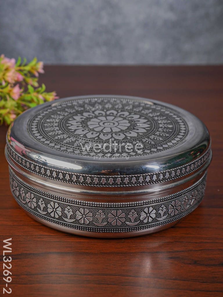 Oxidised Poori Box - Wl3269 8 Inch Meenakari Containers