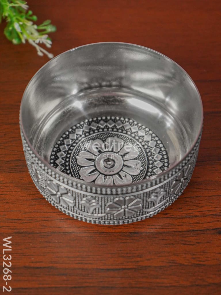 Silver Oxidised Thali Set - 11.5 Inch Wl3268-2 Meenakari Trays & Plates