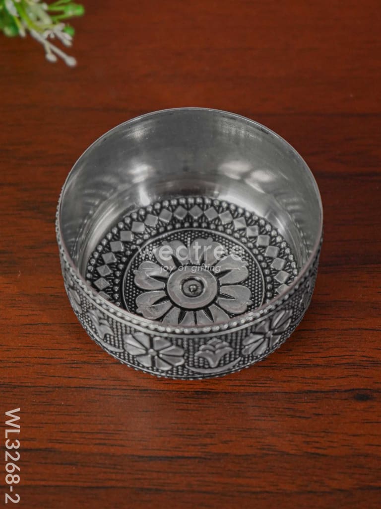 Silver Oxidised Thali Set - 11.5 Inch Wl3268-2 Meenakari Trays & Plates