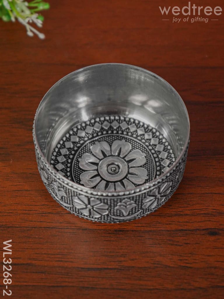 Silver Oxidised Thali Set - 11.5 Inch Wl3268-2 Meenakari Trays & Plates