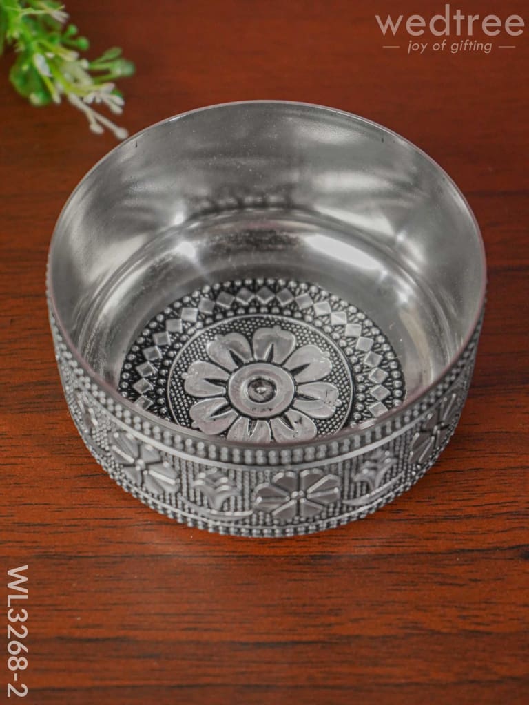 Silver Oxidised Thali Set - 11.5 Inch Wl3268-2 Meenakari Trays & Plates