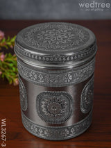 Silver Oxidized Dabba - 7 Inch Wl3267-3 Meenakari Containers