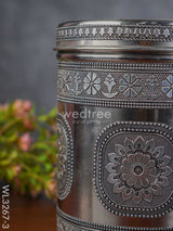 Silver Oxidized Dabba - 7 Inch Wl3267-3 Meenakari Containers