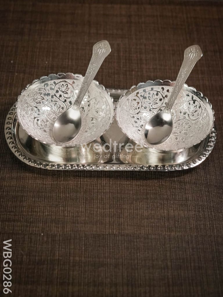 Silver Plated Bowl Set Of 2 With Plate - Wbg0286 Bowls