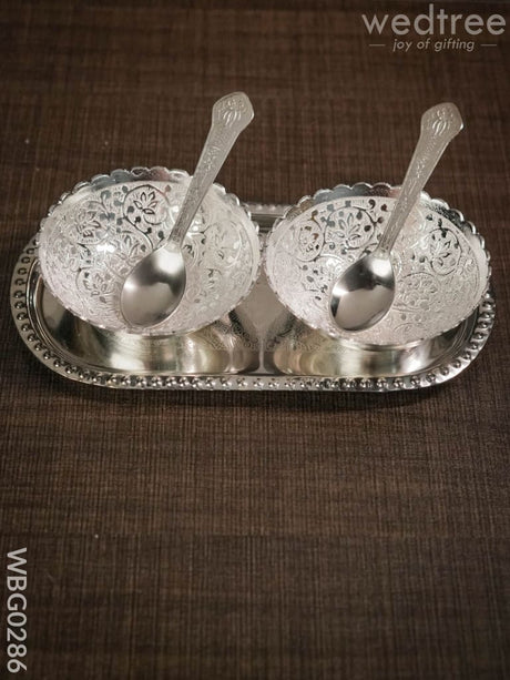 Silver Plated Bowl Set Of 2 With Plate - Wbg0286 Bowls