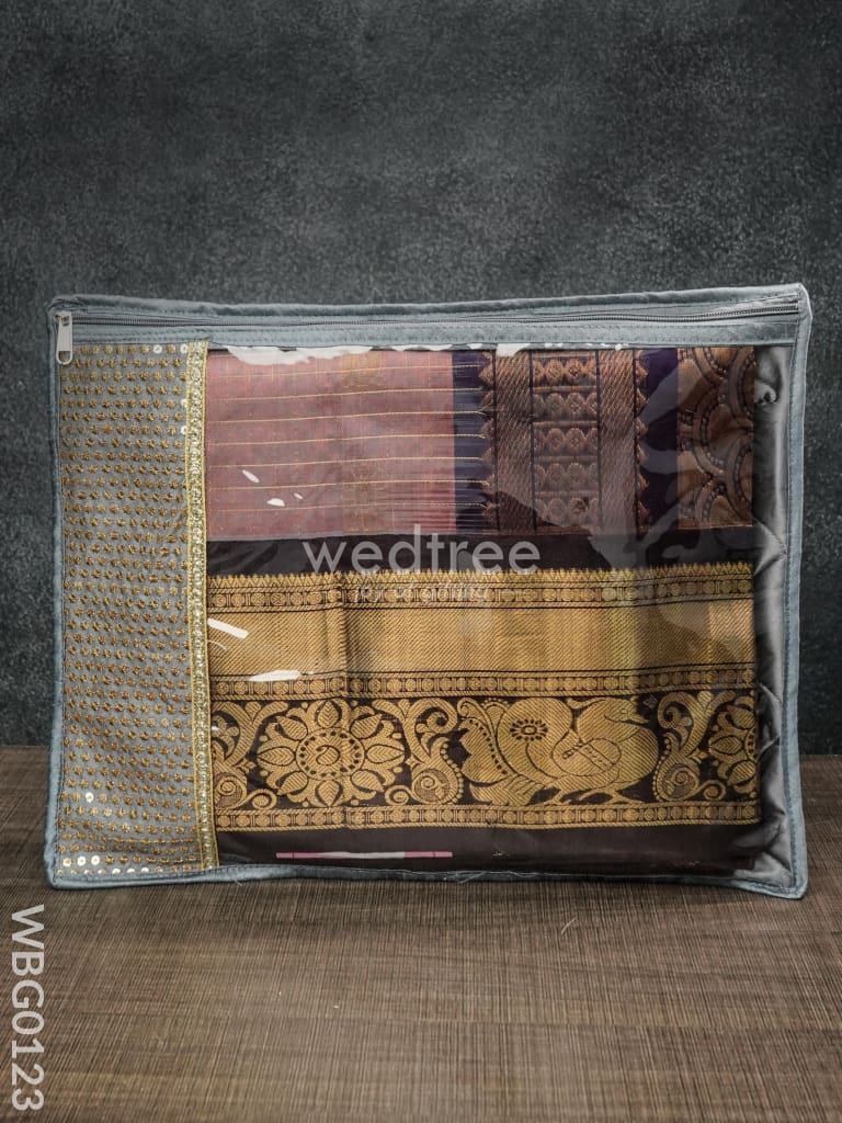 Single Saree Cover With Embroidered Chumki - Wbg0123 Bags