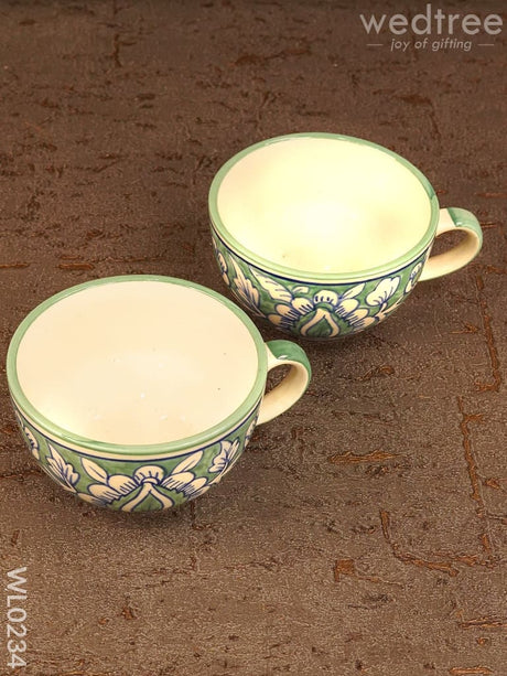 Soup Mug - Green Mughal (Hand Painted) Set Of 2 Wl0234 Ceramics