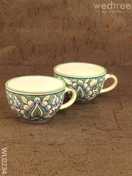 Soup Mug - Green Mughal (Hand Painted) Set Of 2 Wl0234 Ceramics