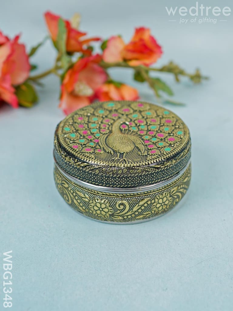 Stainless Steel Box With Peacock Design - Wbg1348 Containers And Poori Boxes