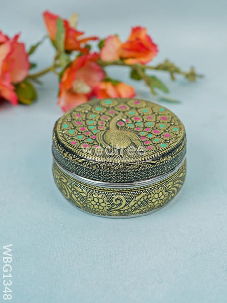 Stainless Steel Box With Peacock Design - Wbg1348 Containers And Poori Boxes