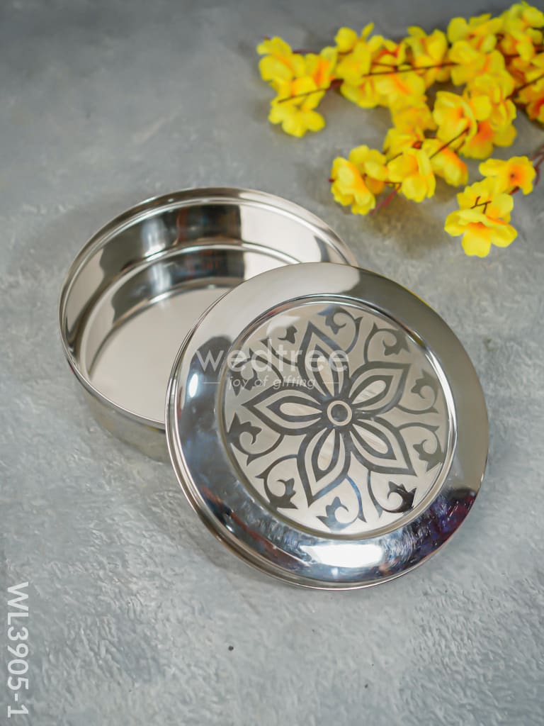 Stainless Steel Poori Box With Floral Prints - Wl3905 Dining Essentials