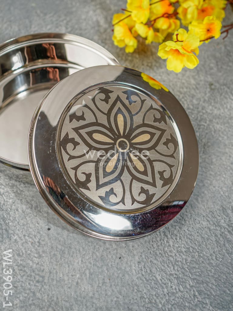 Stainless Steel Poori Box With Floral Prints - Wl3905 Dining Essentials