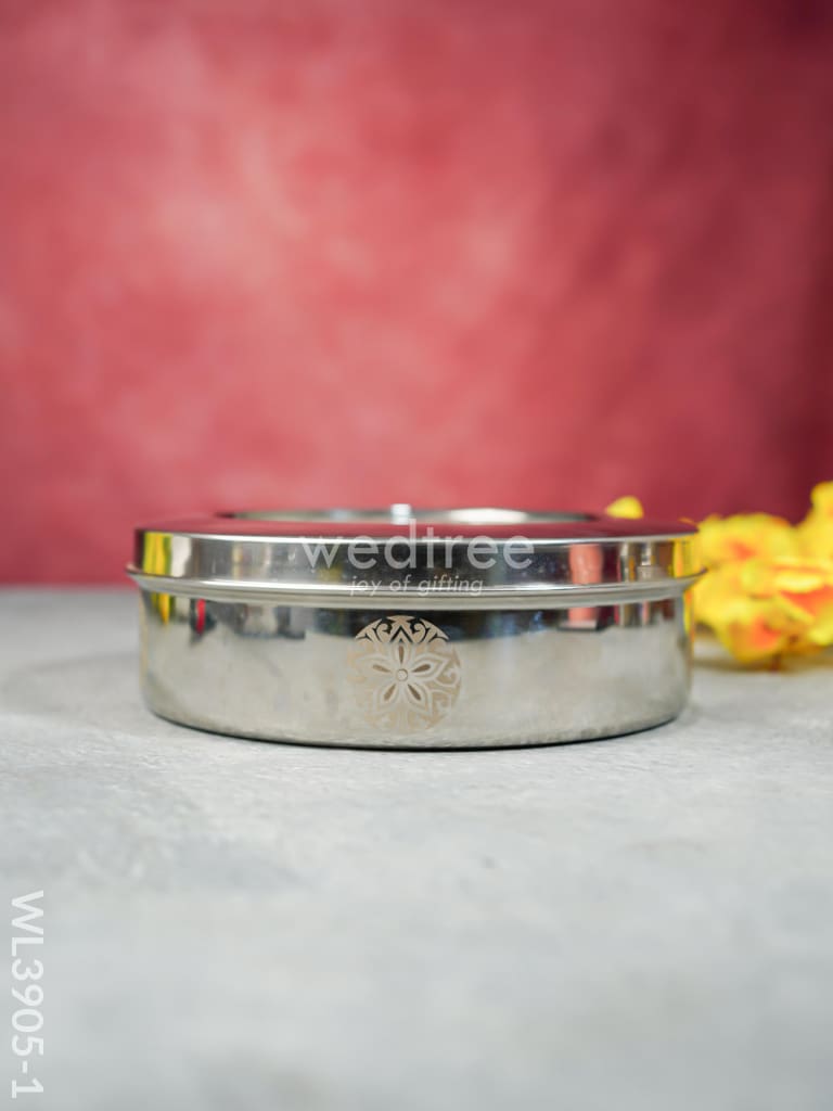 Stainless Steel Poori Box With Floral Prints - Wl3905 Dining Essentials