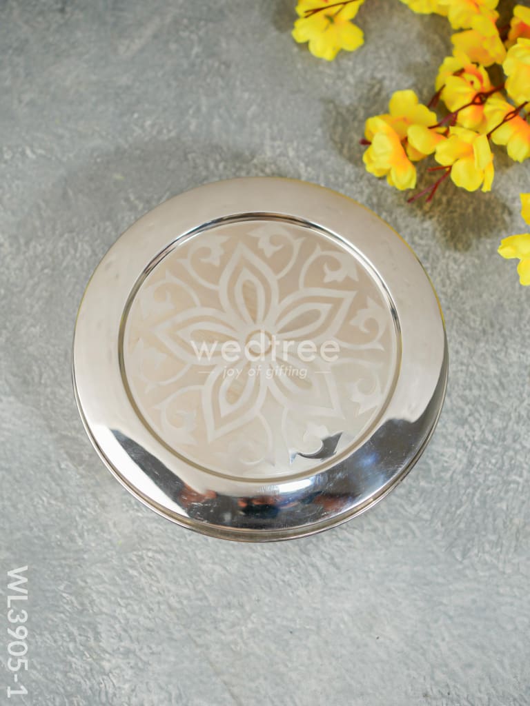 Stainless Steel Poori Box With Floral Prints - Wl3905 Dining Essentials