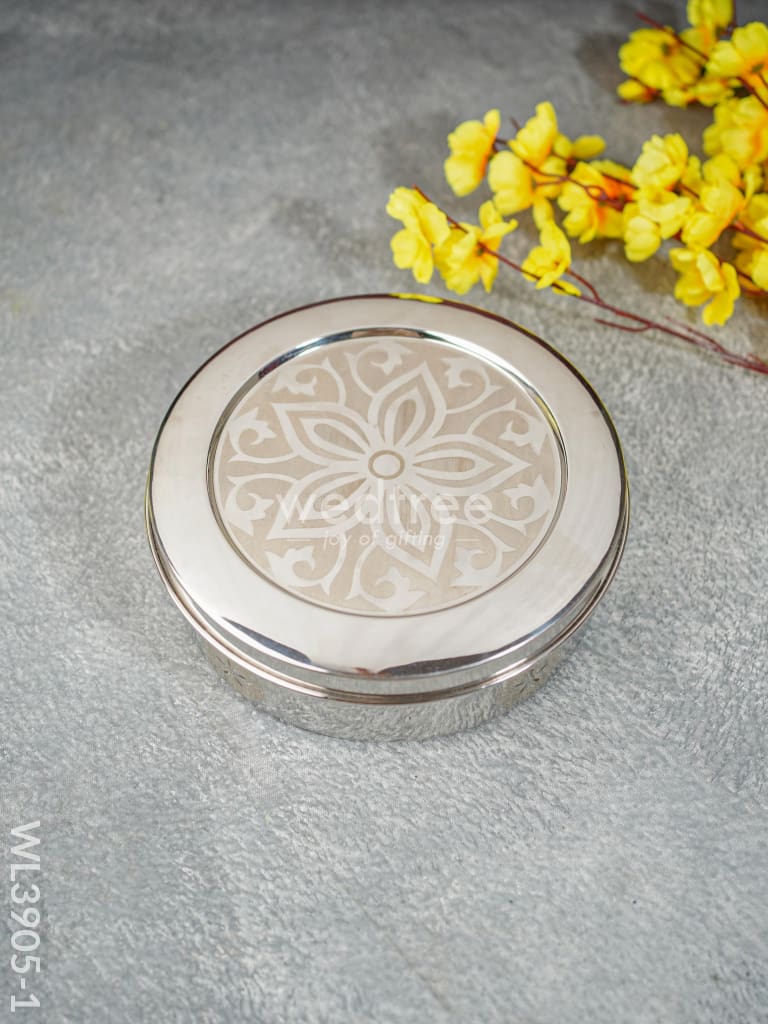 Stainless Steel Poori Box With Floral Prints - Wl3905 Dining Essentials