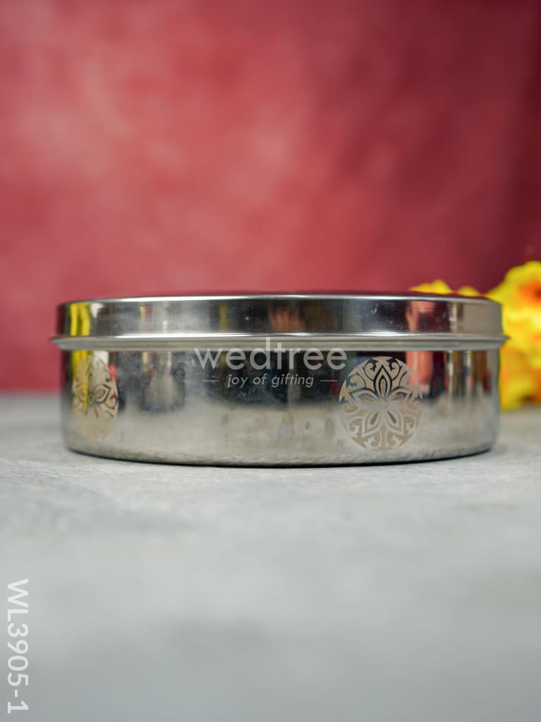 Stainless Steel Poori Box With Floral Prints - Wl3905 Dining Essentials