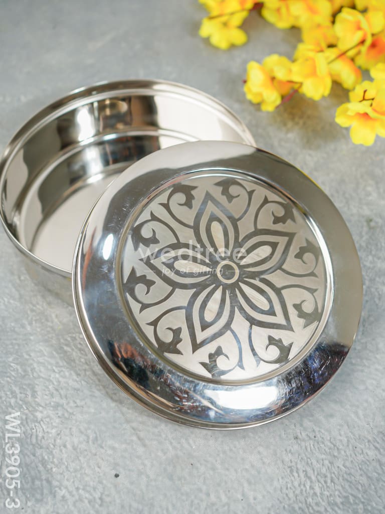 Stainless Steel Poori Box With Floral Prints - Wl3905 Large Dining Essentials