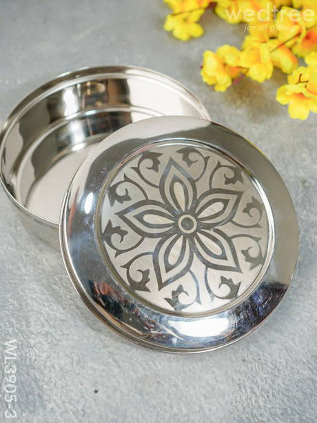 Stainless Steel Poori Box With Floral Prints - Wl3905 Large Dining Essentials