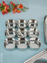 Stainless Steel Silver Oxidised Masala Box - Wl4133 Containers And Poori Boxes