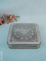 Stainless Steel Silver Oxidised Masala Box - Wl4133 Containers And Poori Boxes