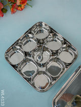 Stainless Steel Silver Oxidised Masala Box - Wl4133 Containers And Poori Boxes