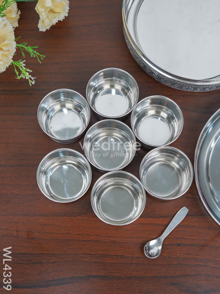 Stainless Steel Silver Oxidised Masala Box - Wl4339 Containers And Poori Boxes