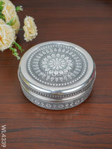 Stainless Steel Silver Oxidised Masala Box - Wl4339 Containers And Poori Boxes