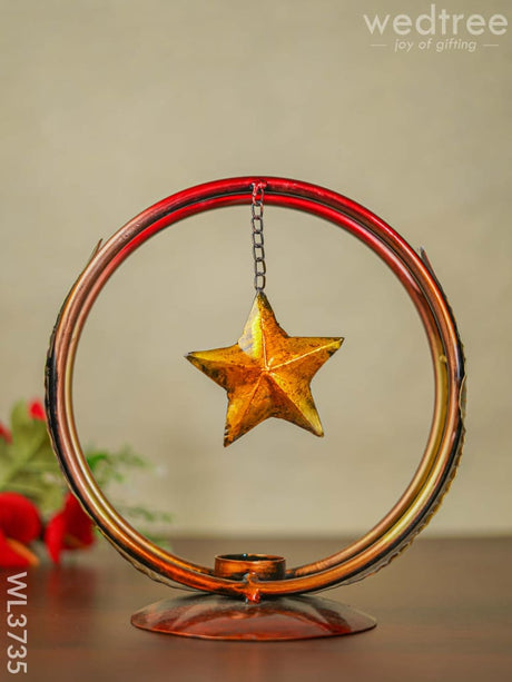 Star In Ring T Light Holder - Wl3735 Metal Decor Utility