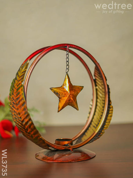 Star In Ring T Light Holder - Wl3735 Metal Decor Utility