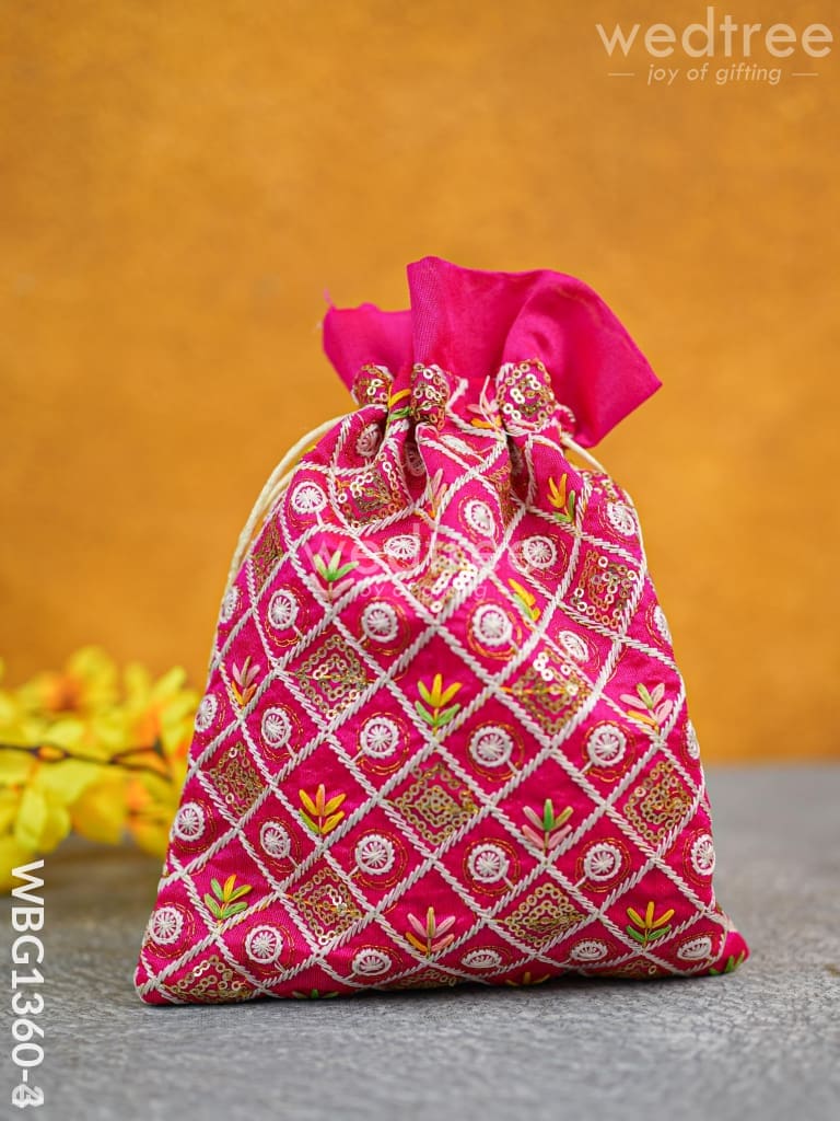 String Bag With Embroidery Work (9 X 7) - Wbg1360-3 Favor Bags