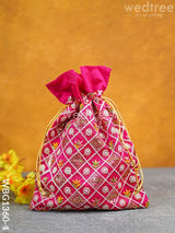 String Bag With Embroidery Work (11 X 8) - Wbg1360-4 Favor Bags